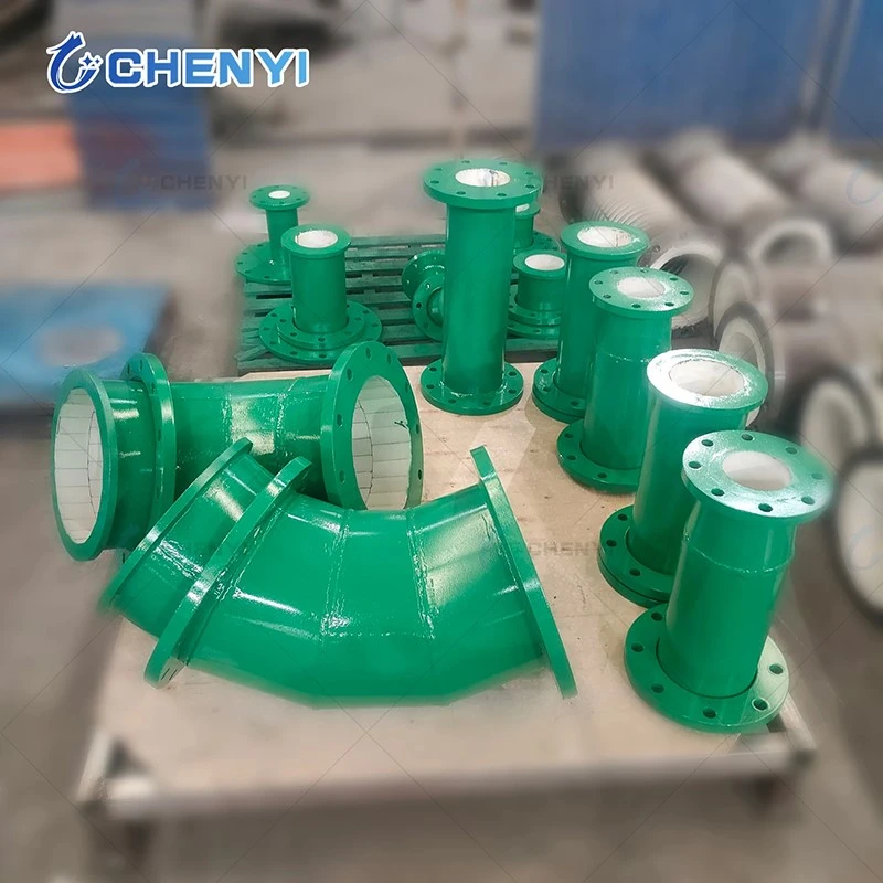Alumina ceramic lined pipe in green Alumina ceramic lined pipe in green
